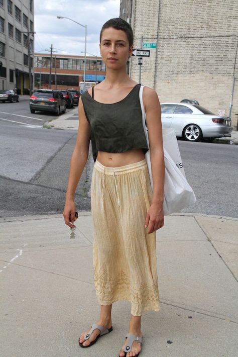 On the street in Bushwick. Wardrobe Overhaul, Bushwick Brooklyn, Brooklyn Style, Fashion News, Lace Skirt, Brooklyn, Midi Skirt, Wardrobe, Lace