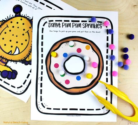 Bakery Art Activities For Preschool, Cooking Gross Motor Activities, Bread Preschool Activities, Donut Activities For Preschool, Cooking Preschool Activities, Diy Fine Motor Activities, Kindergarten Handwriting Activities, Learning Activities For Preschool, Fine Motor Activities For Preschoolers