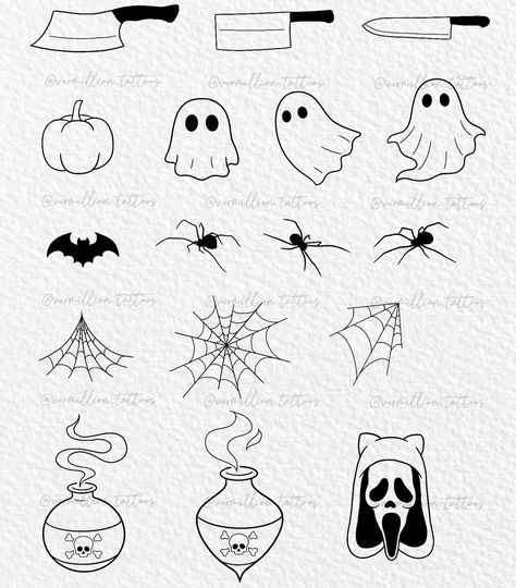 🚨 FLASH DAY 🚨 Friday the 13th (09.13.2024) flash is here! I will be at GreyStone from 10am to 5pm tattooing my flash at $75 apiece, and you can get TWO tattoos (must be on the same person) for $100! If you want shading or color it will be extra! Flash days are first come, first served. So get there early if you want to snag some new ink and get spooky with me! 🎃 #tattooflash #fridaythe13th #halloweenflash October Flash Sheet, Flash Ghost Tattoo, Spooky Small Tattoos, Tiny Halloween Tattoos, Spooky Flash Tattoo, Friday The 13th Tattoo Flash, Winter Tattoos, Spooky Flash, Friday The 13th Flash