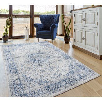 Bungalow Rose Tybalt Cotton Power Loom Blue/Ivory Rug | Wayfair Neutral Color Palette, Blue Area Rug, Geometric Area Rug, Blue Area, Neutral Colour Palette, White Area Rug, Abstract Styles, Indoor Area Rugs, Neutral Color