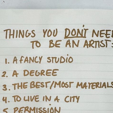 Doris🌹 on Instagram: "Do you think this is true? 🤔

I’d also add technical skill to the list of things you dont need, but that’s controversial.  Just trying to be realistic & based on many successful artists I’d say it’s possibly not a requirement. 🤭. Despite being a realist painter I do believe the impact & story matters more than technique.

When I say you don’t need pain/trauma to be an artist, it’s not that most people haven’t experienced it in their lives, but we need to unlearn the myth that these things are intrinsic to being an artist & even necessary to make great art - that’s NOT true!  You can definitely draw from these as sources of inspiration, or as stories you want to tell, or a way to connect with others who’ve experienced the same thing, but just like every other job a The Artist Way, The Artist's Way, Being An Artist, Be An Artist, List Of Things, Source Of Inspiration, Say You, An Artist, Art Classes