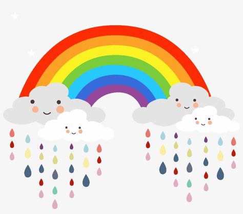 Cartoon Rainbow, Rainbow Cloud, Rain Drops, Png Download, Transparent Png, Png Images, Free Download, Bullet Journal, For Free