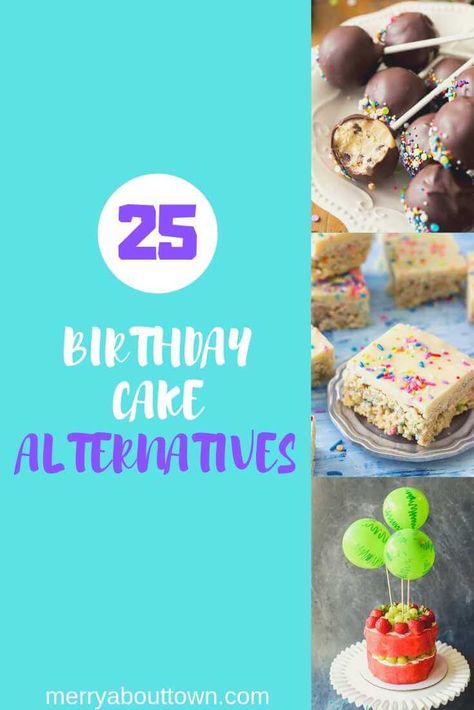 25 Birthday Cake Alternatives for your next party. Not everyone loves cake so here are some party-riffic ideas to have instead. #birthdaycake #partyplanning 25 Birthday Cake, Pudding Bar, Easy Fondue, Birthday Cake Alternatives, Pear And Almond Cake, Cake Alternatives, Popcorn Cake, Ice Cream Sundae Bar, 25 Birthday