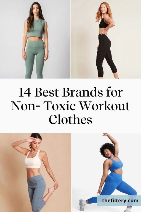 Discover 14 leading brands offering (almost) plastic free organic activewear. Our guide features the best organic workout clothes that align with a non toxic lifestyle. Choose non toxic athletic wear made from natural fabrics to enhance your fitness routine with sustainability in mind. Organic Yoga Clothes, Toxic Clothing, Organic Dress, Ethical Clothing Brands, Sustainable Clothing Brands, Sustainable Swimwear, Toxic Chemicals, Activewear Brands, Eco Friendly Clothing