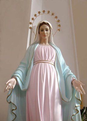 Our Lady "Queen of Peace" of Medjugorje. Revelation 12:1 "And a great sign appeared in heaven: a woman clothed with the sun, and the moon was under her feet, and on her head was a crown of twelve stars." Mary Costume, Our Lady Of Medjugorje, Mother Mary Pictures, Panna Marie, Marian Apparition, مريم العذراء, Mother Mary Images, Blessed Mary, Virgin Mary Statue