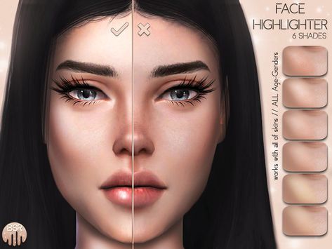 Mods Sims 4, Face Highlighter, The Sims 4 Cabelos, Sims 4 Cc Eyes, Sims 4 Tsr, The Sims 4 Skin, Makeup Cc, The Sims 4 Packs, Skin Details