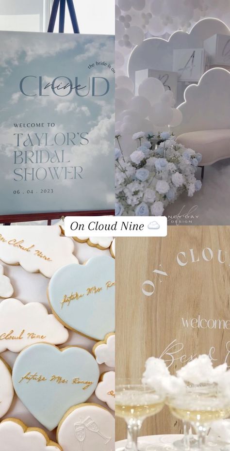 The Perfect Wedding Theme Ideas 💍 #bridalshower #bridalshowerideas #b... | Bridal Showers Ideas | TikTok Cloud Baby Shower Theme, Bridal Shower Checklist, Pearl Bridal Shower, Engagement Party Themes, Showers Ideas, Cloud Theme, Wedding Theme Ideas, Bridal Shower Wine, Bridal Shower Inspo