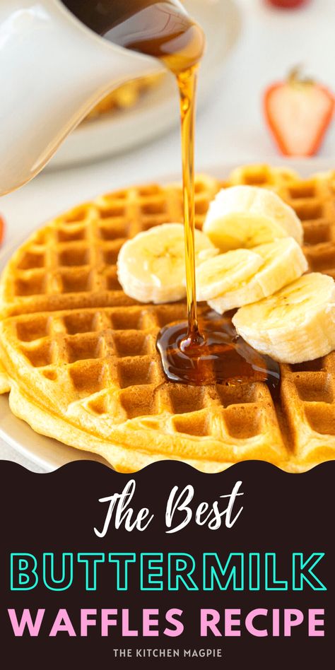 Waffle Recipe Buttermilk, Buttermilk Waffle Recipe, Belgium Waffle Recipe, Buttermilk Waffle, Classic Waffle Recipe, Buttermilk Waffles Recipe, French Toast Waffles, Waffle Iron Recipes, Buttermilk Waffles