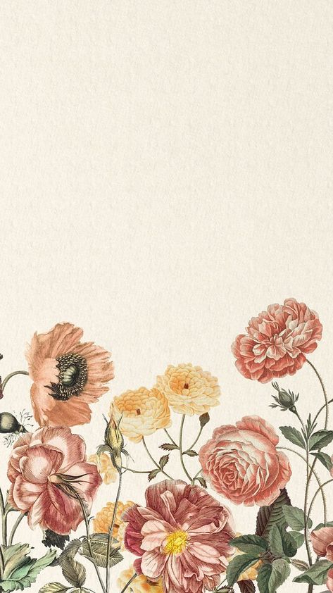 Feminine vintage floral mobile wallpaper, | Premium Photo - rawpixel Fall Wallpaper Floral, Fall Floral Aesthetic Wallpaper, Aesthetic Spanish Wallpaper, Rustic Floral Background, Minimalist Floral Wallpaper Iphone, Fall Flowers Wallpaper Iphone Wallpapers, Fall Floral Wallpaper Iphone, Boho Chic Wallpaper Iphone, Fall Floral Background