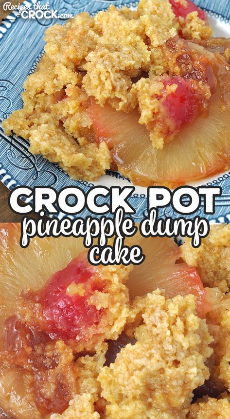 Crock Pot Dump Cakes Recipes Easy, Crock Pot Pineapple Upside Down Cake, Crockpot Pineapple Upside Down Cake, Crock Pot Dump Cake Recipes, Dump Cake Recipes Crock Pot, Dump Cake Crockpot, Pineapple Dump Cake Recipe, Crockpot Dessert, Cherry Pineapple Dump Cake