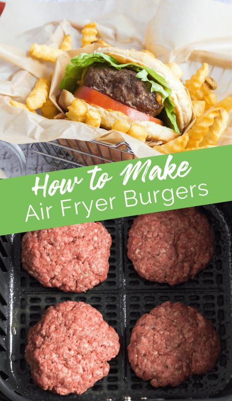 How to Make Air Fryer Burgers - a quick way to make tasty burgers when it's too cold to grill! #burgers #airfryer #hamburgers #healthy Air Fryer Burgers, New Air Fryer Recipes, Air Fryer Recipes Snacks, Air Fryer Cooking Times, Cooks Air Fryer, Air Fried Food, Air Fryer Oven Recipes, Air Fry Recipes, Fried Foods