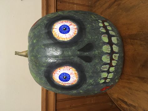 Painted Pumpkins Scary, Zombie Pumpkin Painting, Scary Pumpkin Painting, Zombie Pumpkin, Zombie Pumpkins, Painting Pumpkins, Work Parties, Halloween Pumpkin Designs, Pumpkin Designs