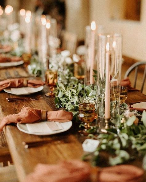 terracotta and sage green wedding Table Settings @colorsbridesmaid