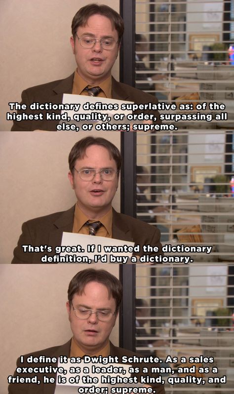 When Dwight got choked up as he read Michael’s recommendation letter. | Community Post: 27 Times "The Office" Got Way Too Real Funny Office Memes, Dwight Schrute Quotes, Office Memes Humor Work, The Office Relatable Quotes, Office Quotes Funny, The Office Christian Memes, The Office Memes Hilarious, Letter For Him, Good Boss