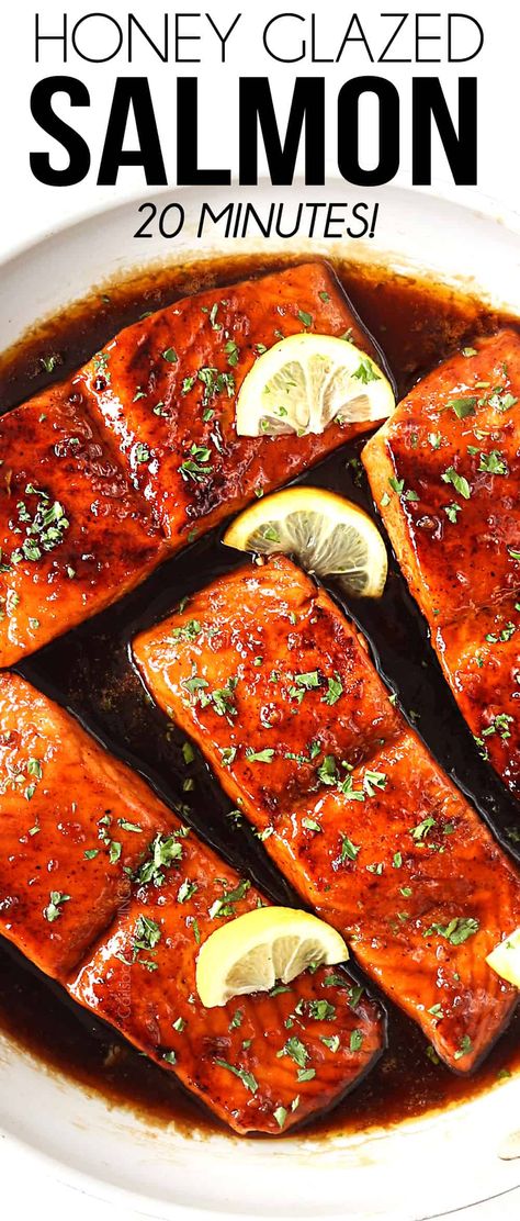 Best Sockeye Salmon Recipe, Salmon Cast Iron Skillet, Honey Garlic Glazed Salmon, Sockeye Salmon Recipes, Honey Glazed Salmon Recipe, Sauce Video, Honey Glazed Salmon, Salmon Glaze Recipes, Honey Garlic Salmon