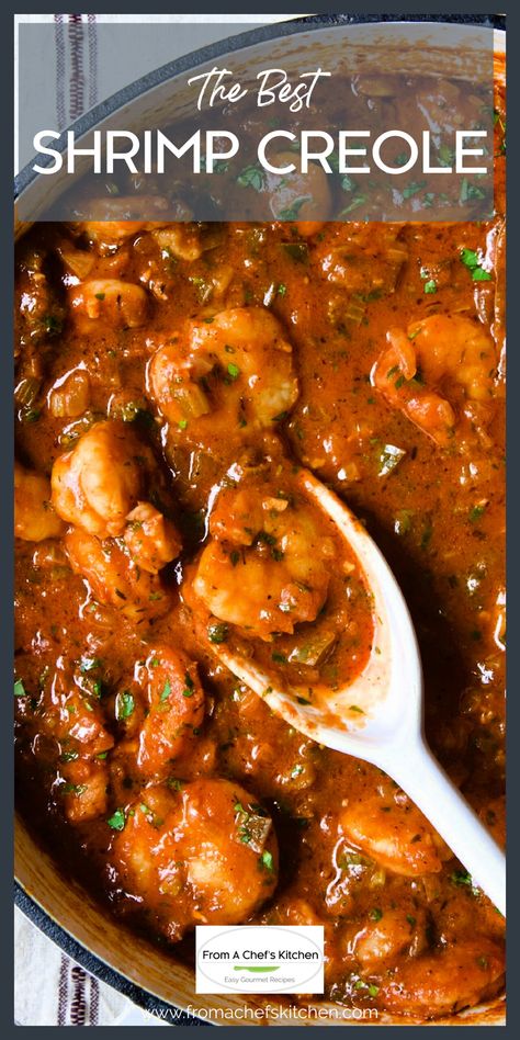 Sharing The Best Shrimp Creole recipe!  I’ve been making this Shrimp Creole recipe for clients for as long as I’ve been a personal chef, and it's always a hit! This beloved New Orleans dish is super easy to make, doesn't require a roux, and can be on the table in about 45 minutes for a taste of the Big Easy any night! Shrimp Gumbo Recipe Easy, Folk Recipes, Shrimp Creole Recipe, Sandwich Dessert, Creole Shrimp Recipes, Shrimp Jambalaya, Seafood Dish Recipes, Shrimp Creole, Creole Cooking