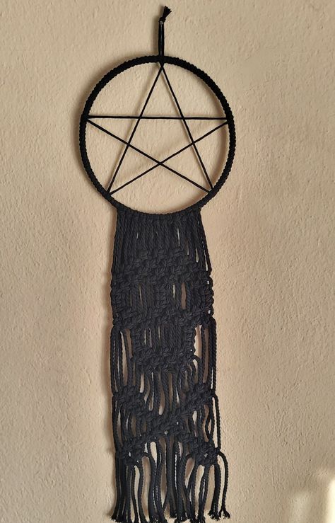 Pentagram with skull macrame wall hanging Celtic Knot Bracelet, Memory Wall, Knot Bracelet, Macrame Patterns, Celtic Knot, Macrame Wall, Macrame Wall Hanging, Some Pictures, Metal Rings