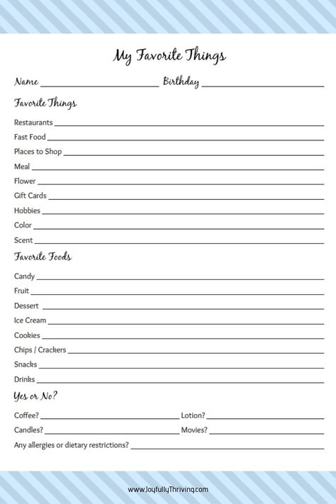 My Favorite Things Free Printable for Teachers - Love this idea! So simple and such a great idea to give teachers before school starts. #backtoschool #printable #favoritethings Staff Favorites Sheet, Few Of My Favorite Things Printable, Gift Survey Favorite Things, Get To Know Me Free Printable, These Are A Few Of My Favorite Things Printable, Teachers Favorites Printable, Favorite Things Teacher Printable, Just A Few Of Your Favorite Things Form, My Favorite Things List For Employees