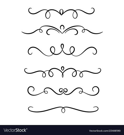 Underline Design, Flourish Tattoo, Symmetrical Illustration, Text Dividers, Flourish Design, Decorative Lines, Vector Art Illustration, Pattern Ideas, Scroll Design