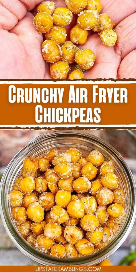 Enjoy a satisfying and crunchy snack with these Air Fryer Chickpeas. Use your favorite spices to create a flavorful, healthy treat that's easy to make and perfect for munching anytime. Ranch Chickpeas, Air Fryer Chickpeas, Roasted Chickpeas Recipe, Air Fryer Recipes Healthy Low Carb, Chickpea Recipes Roasted, Recipe Air Fryer, Chickpeas Recipe, Crunchy Chickpeas, Crispy Chickpeas