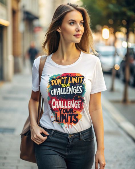 Embrace the spirit of determination with our "Don't Limit Your Challenges. Challenge Your Limits" T-shirt. This design serves as a powerful reminder to push beyond your comfort zone and strive for greatness. https://pin.it/3z0ce9g4o via @pinterest #fashion #fashionblogger #motivation #motivationalquotes #tshirts Motivational Quotes For Kids, Strive For Greatness, Bold Typography, Best T Shirt, A Daily Reminder, Pinterest Fashion, Comfort Zone, Daily Reminder, Meaningful Quotes