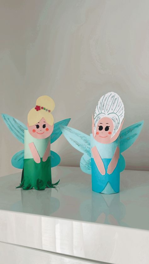 Tinker Bell Crafts, Tinker Bell And Periwinkle, Paper Roll Crafts For Kids, Disney Activities, Toilet Roll Craft, Toilet Paper Roll Crafts, Paper Roll Crafts, Disney Fairies, Tinker Bell