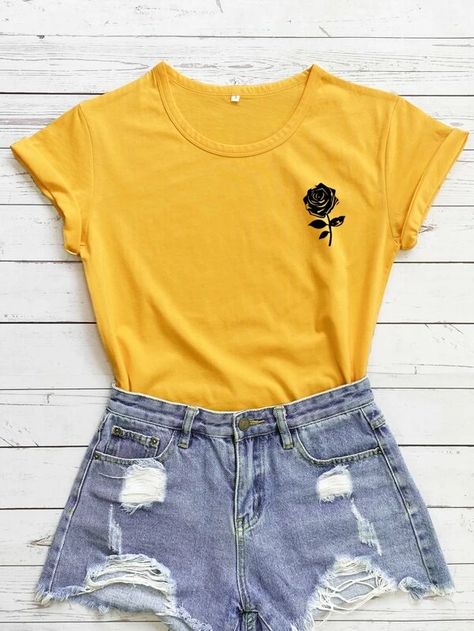 Outfit 2022, Yellow Lime, Women Rising, Round Neck Tees, Women T Shirts, Tees For Women, Clothing Sets, New Yorker, Printed Tees