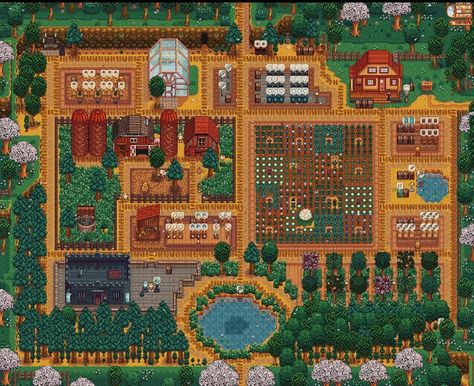 Stardew Valley Silo Layout, Stardew Normal Farm Layout, Stardew Farm Inspiration, Stardew Organization, Stardew Valley Standard Farm Layout No Mods, Stardew Valley Normal Farm Layout, Stardew Valley Starter Farm Layout, Stardew Layout Farm, Stardew Valley Standard Farm Layout Ideas