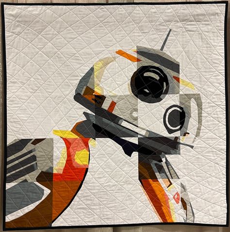 In honor of the Star Wars Celebration 2023, recently held in London, we present BB-8 by Angela Bowman which was on exhibit at QuiltCon 2023 in the Piecing category. Angela says, "Your favorite Star Wars BB unit gets his own modern cameo in this graphic quilt. BB-8 is made of a foundation paper-pieced grid of squares, using solid fabrics. https://thequiltshow.com/see-quilts/featured-quilts/bb-8-angela-bowman Star Wars Quilt, Space Quilt, Asian Quilts, Photo Quilts, Foundation Paper Piecing Patterns, The Quilt Show, Bb 8, Man Quilt, Patchwork Quilt Patterns