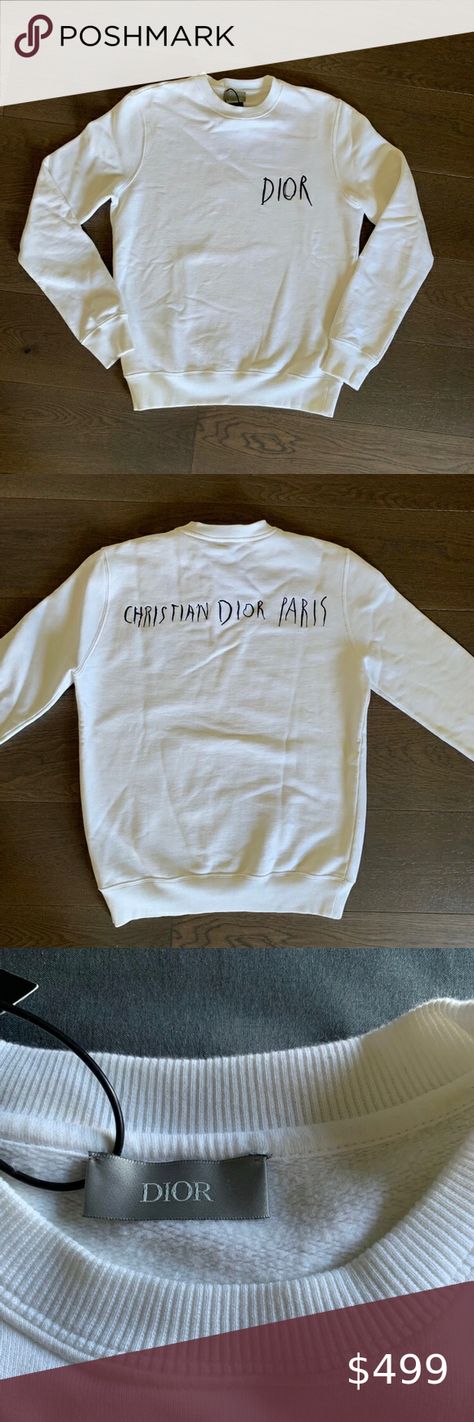 Dior & Raymond Pettibon Embroidery Sweatshirt Dior Sweatshirt, Raymond Pettibon, Black Embroidery, Luxury Men, Embroidery Sweatshirt, Christian Dior, Color White, Dior, Graphic Design