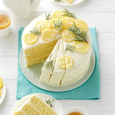 Lemon-Rosemary Layer Cake Easter Cake Recipes, Hummingbird Cake, Lemon Dessert, Layer Cake Recipes, Lemon Rosemary, Taste Of Home Recipes, Lemon Pudding, Lemon Pound Cake, Unique Desserts