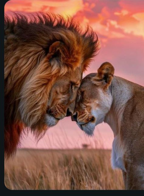 Lion Love Couple, Lions In Love, Lioness Images, Tiger Couple, Lion Photos, Best Love Photos, Animal Couple, Lion Photo, Soul Energy