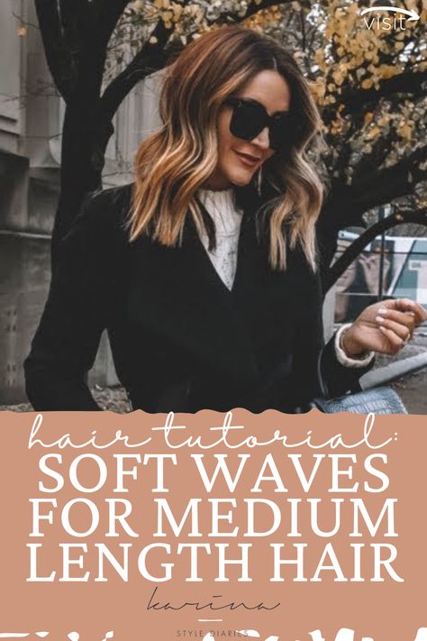 Waves For Medium Length Hair, Soft Curls For Medium Hair, Medium Hair Waves, Loose Waves Hair Tutorial, Soft Waves Hair, Easy Curled Hairstyles, Big Waves Hair, Curls For Medium Length Hair, Curled Hairstyles For Medium Hair