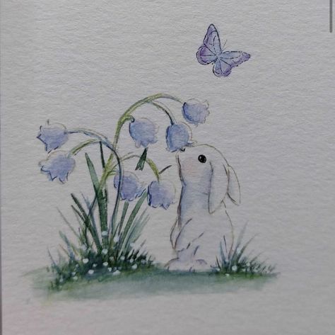 Easter Drawings, Easter Paintings, Bunny Watercolor, Art Impressions Stamps, Watercolor Art Journal, Bunny Painting, Elf Art, Funny Paintings, Watercolor Tulips