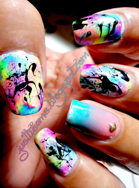 Paint Splatter Nails, Nail Designs Summer Neon, Neon Paint Splatter, Splatter Nails, Neon Nail Art, Paint Nails, Neon Paint, Accent Nail, Summery Nails