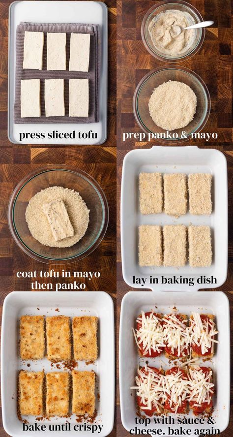 Tofu Parmesan, Vegan Tofu, Tofu Dishes, Easy Weeknight Dinner, Vegan Kitchen, Weeknight Dinner Recipe, Tofu Recipes, Vegan Condiments, Easy Weeknight