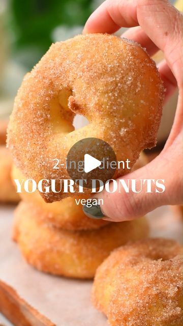 Carine Claudepierre on Instagram: "🍩Comment 'DONUTS' below and I'll DM you the recipe in your inbox!
.🌿Follow @theconsciousplantkitchen for more healthy vegan baking alternatives!
.
Or copy-paste the link below to see the recipe on my blog:
https://www.theconsciousplantkitchen.com/2-ingredient-donuts/
.
These 2-Ingredient Donuts (dough!) are easy, air fryer donuts made with yogurt and flour. They are very tasty, not fried, yeast-free, and therefore, a little healthier to quickly fix your donut cravings.You can eat them plain, but they won't taste as good as brushed with melted plant-based butter and coated with cinnamon sugar.
.
#healthydesserts #2ingredients #easyrecipeideas #donuts #healthyrecipes #healthyalternatives #vegandesserts #airfryerrecipes #easyrecipes" Baking Alternatives, Vegan Donuts, Plant Kitchen, Plant Based Cookbook, Vegan Yogurt, Self Rising Flour, 2 Ingredient, Silicone Spatula, Vanilla Yogurt