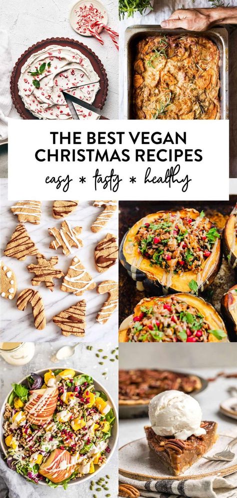 The best healthy vegan Christmas dinner recipes including appetizers, sides, mains & dessert for the whole family! Including printable menu. #vegan #christmas #dinner Vegan Christmas Dinner Recipes, Vegan Winter Recipes, Christmas Dinner Recipes, Vegan Christmas Dinner, Vegetarian Christmas, Vegan Holiday Recipes, Vegan Christmas Recipes, Christmas Recipes Easy, Thanksgiving Dinner Recipes