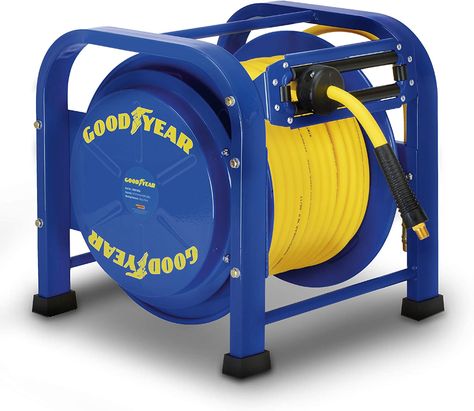 Goodyear Air Hose Reel Retractable 9.5mm x 30m 20BAR Max SBR Rubber Hose Heavy Duty Portable Quad Pod Industrial Steel Construction : Amazon.co.uk: DIY & Tools Car Garage Design Interior, Car Garage Design, Garden Hose Reels, Garage Design Interior, Air Hose Reel, Hose Hanger, Retractable Hose, Garden Hose Reel, Hose Reels