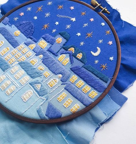 All Posts • Instagram Embroidery On Sky Blue Fabric, Night Sky Embroidery, Sky Embroidery, Hotel Floor, Start Sewing, Lino Prints, Sewing Stitches, Handmade Embroidery, Hand Embroidery Stitches