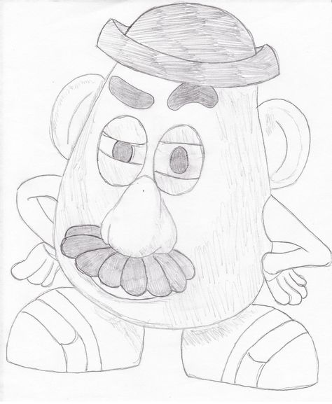 Toy Story Drawing Ideas, Toy Story Sketches Drawing, How To Draw Toy Story Characters, Disney Character Drawings Sketches, Disney Art Drawings Cartoon Characters Sketch, Drawing Ideas Cartoon Disney, Mr Potato Head Drawing, Forky Drawing, Cute Simple Drawings Disney