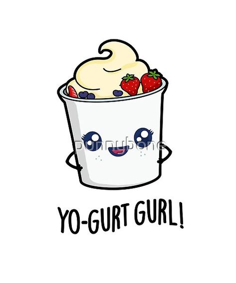 Yo-gurt Gurl Funny Yogurt Pun features a cute yogurt sister encouraging you to go girl . Perfect pun gift for family and friends who love cute food yogurt puns. Funny Puns For Friends, Friendship Puns, Easy Mandala, Easy Mandala Drawing, Cute Puns, Doodle Ideas, Simple Mandala, Food Puns, Cute Food Drawings