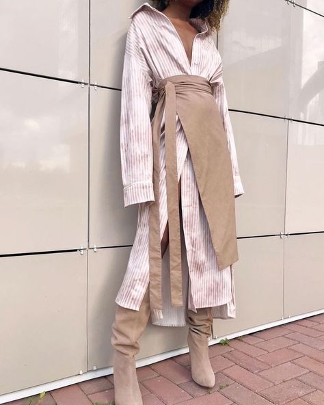 Memade Wardrobe, Suit Pattern, Dope Makeup, Striped Shirt Dress, Looks Street Style, Wardrobe Ideas, Dresses By Length, Clothes Ideas, 가을 패션