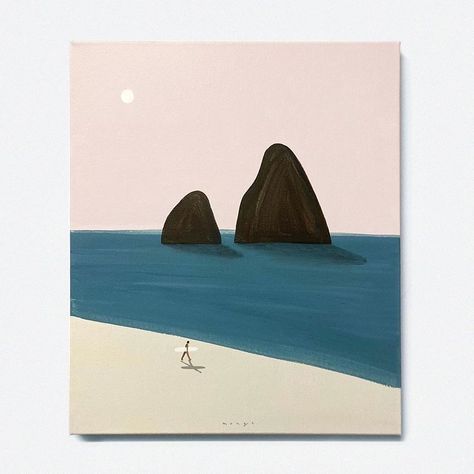 Quentin Monge, Minimal Painting, Boho Painting, Small Canvas Paintings, Easy Canvas Art, Canvas Painting Designs, Closed Eyes, Minimalist Painting, Surf Art