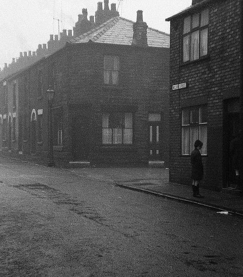 A Lancashire street corner, 1969.-  Wilson Street  St.Helens - On Friday 12th Dec 1969 I was up at 4:20am and, by 4:40, was waiting at the bus stop at the top of our road in Staple Hill, Bristol. I had a train to catch. My intended destination was St Helens in Lancashire. Why St Helens?  - click to read the photographer's write up - excellent description of St Helens then. Victorian Apocalypse, John Bulmer, Severus Snape Aesthetic, 60s Kitchen, Preston Lancashire, Race Against Time, Spiritual Home, Street Corner, Eternal Flame