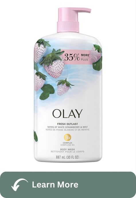 BEAUTIFUL, HEALTHY SKIN YOU CAN SEE AND FEEL - Turn shower time into a luxurious, spa-like experience with Olay Fresh Outlast White Strawberry & Mint Body Wash. Now formulated with Olay's Vitamin B3 Complex, and the pampering notes of White Strawberry & Mint, it hydrates skin better than regular soap to leave you feeling refreshed. It wraps your skin in a craveable fragrance and leaving you feeling refreshed. Mint Body Wash, Olay Body Wash, Pretty Body, White Strawberry, Strawberry Mint, Luxurious Spa, Shower Time, Vitamin B3, Smells Amazing