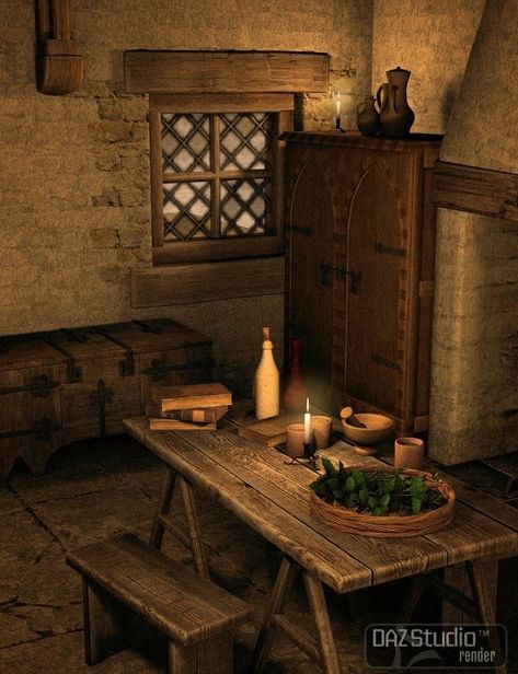 Herbalist Apothecary, Medieval Homes, Taverna Medieval, Servants Quarters, Medieval Cottage, Medieval Decor, Castles Interior, Medieval Houses, Medieval Life