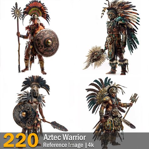 Aztec Warrior | Reference Images | 4K,  on ArtStation at https://www.artstation.com/artwork/blGRJE Muscular Sketch, Aztec Warrior Armor, Aztec Armor, Cleaner Uniform, Female Character Sketch, Aztec Warrior Painting, Female Muscular, Crow Monster, Futuristic Aztec Warrior