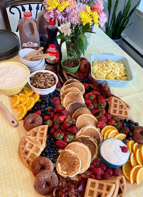 Mother’s Day Breakfast, Brunch Board, Buttermilk Pancake Mix, Fruit Plus, Breakfast Meat, Homemade Chocolate Chips, Bubble Party, Mothers Day Breakfast, Mother's Day Brunch