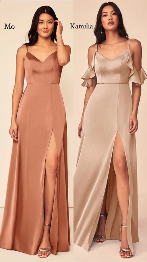 Bridesmaid Dresses November Wedding, Bronzer Bridesmaids Dresses, Azazie Bronzer, Champagne Rose Bridesmaid Dresses, Champagne Pink Dress, Outfit Boda, Dresses For Big Bust, Filipiniana Wedding, Taupe Bridesmaid Dresses